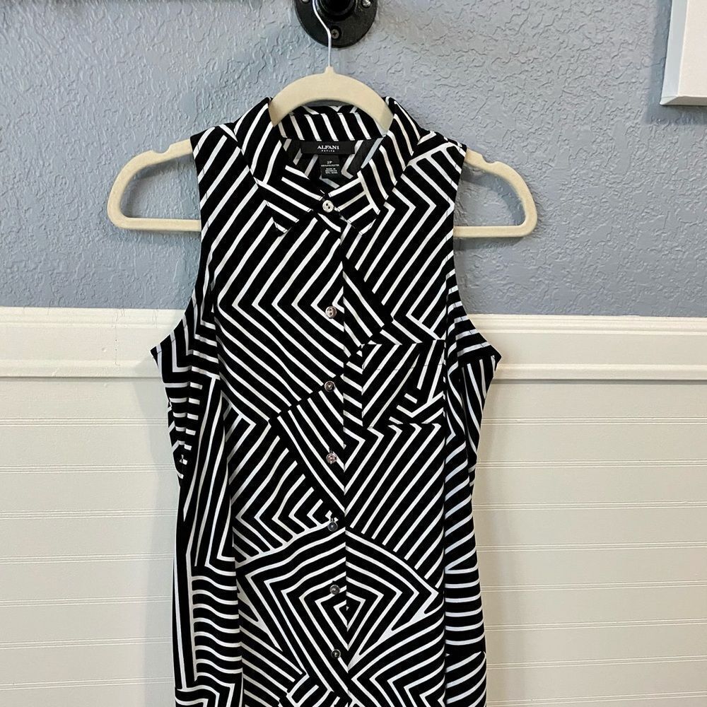 Alfani Black and White Diagonal Stripe Dress
